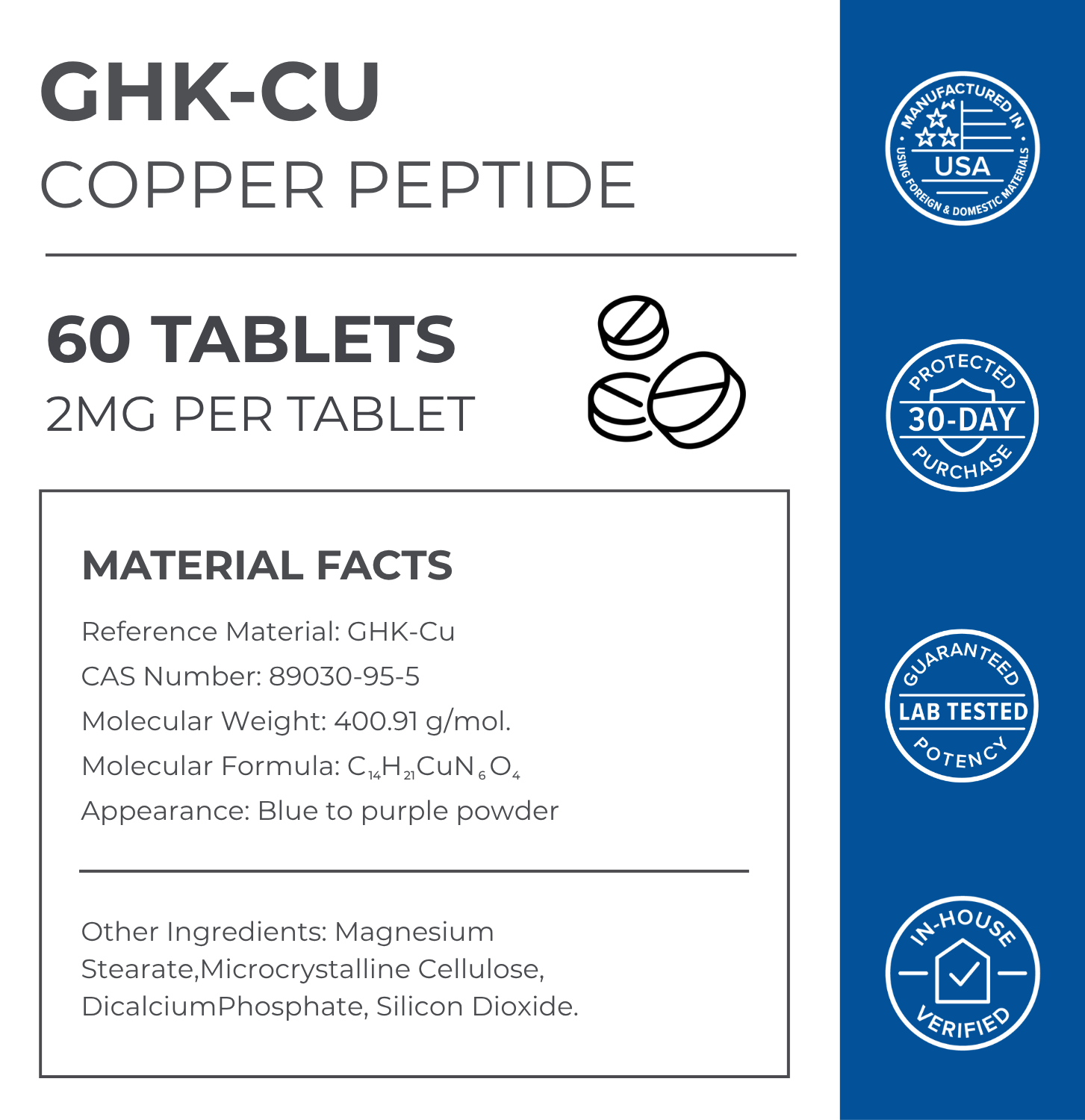 GHK-Cu Copper Peptide Tablets